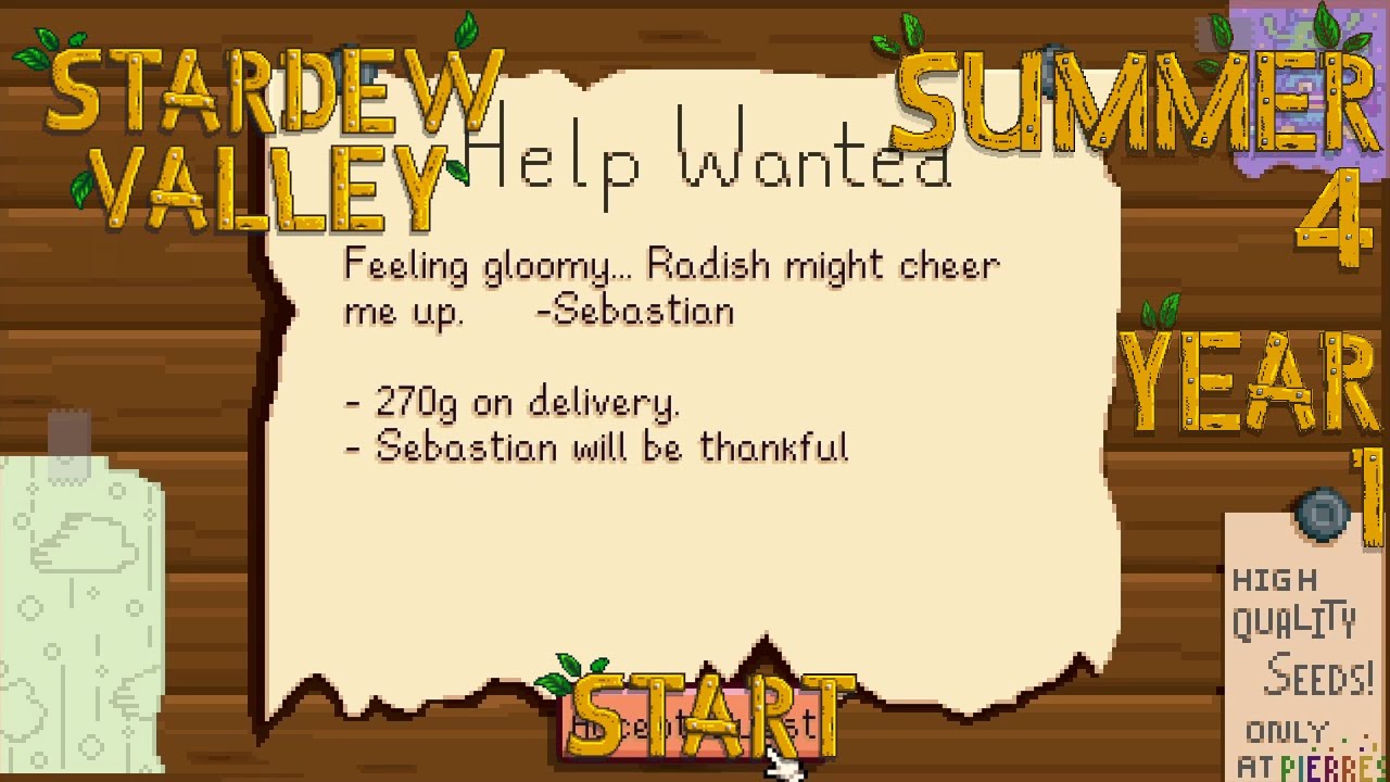 Stepping on Toes – Stardew Valley, Summer 4, Year 1, Start