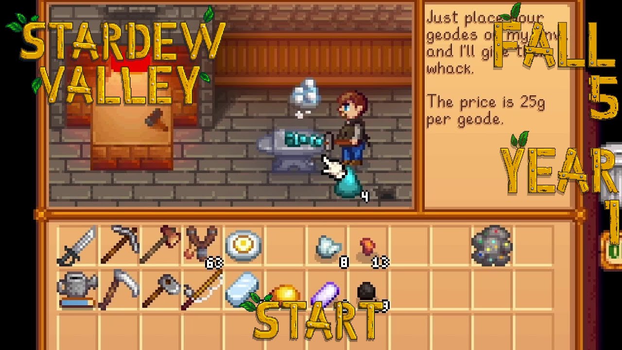The Mystery of the Big Boom – Stardew Valley, Fall 5, Year 1, Start